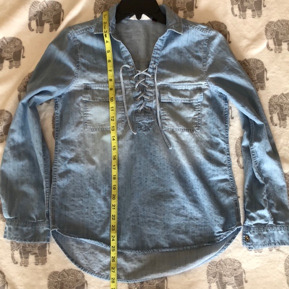 Authentic American Heritage Chambray Lace Up Top - Picture 6 of 6